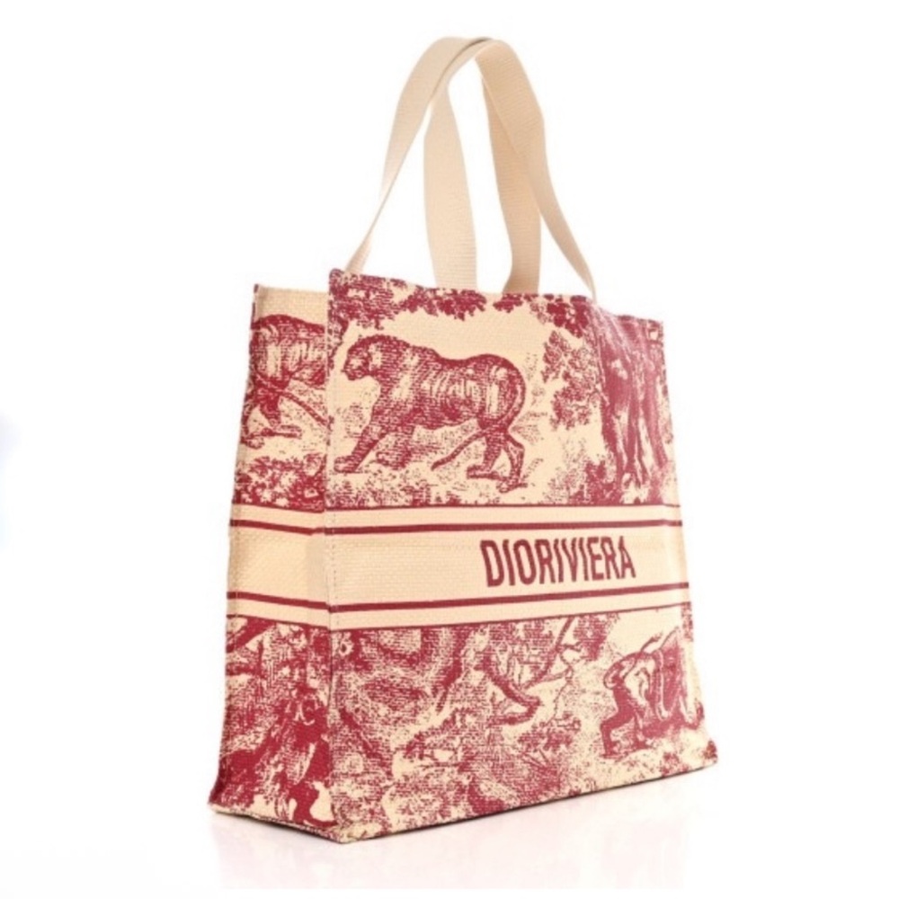 CHRISTIAN DIOR Straw Dioriviera Tote in Red - Picture 3 of 8